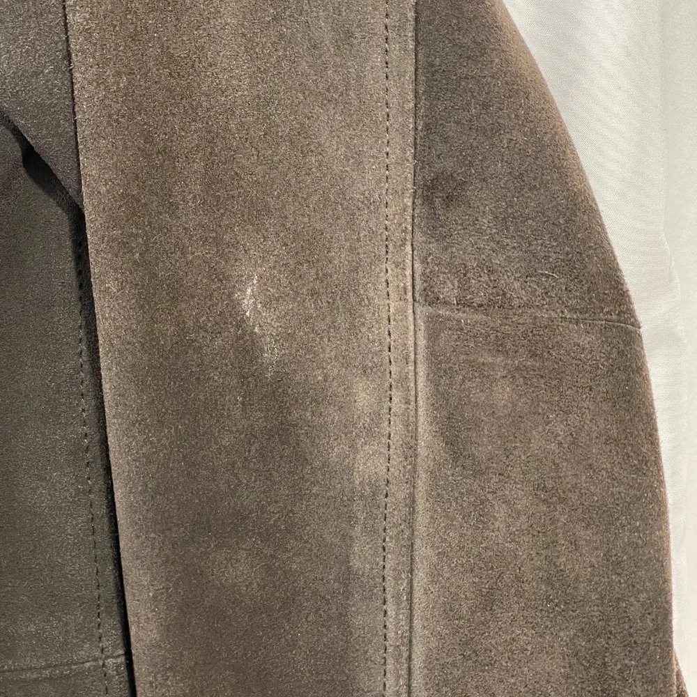 Vintage J.Crew Leather Barn Coat w/ Quilted Lining Brown Size Large Button Up - Picture 9 of 11